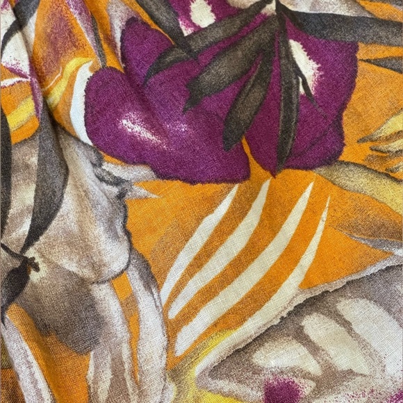 Lafayette 148 New York Tropical Floral Linen Pleated Skirt, Mid Length, Gold, 8 - Picture 11 of 13